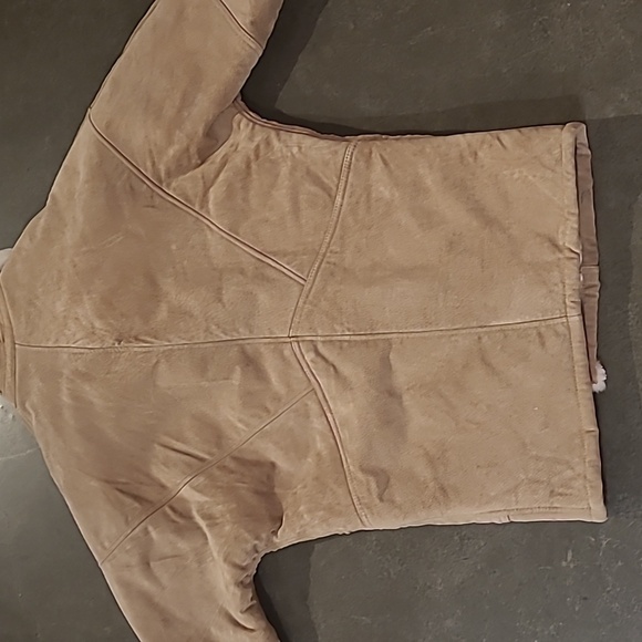 WILSONS LEATHER TAN SUEDE FAUX FUR LINED COAT WITH TOGGLE BUTTONS - Picture 10 of 11